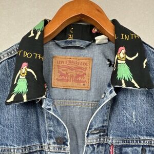 Levi's Trucker Jean Jacket M Denim 72334 Hawaiian Hula Dancer Collar‎ Type III